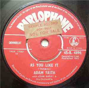 Adam Faith With John Barry & His Orchestra - As You Like It